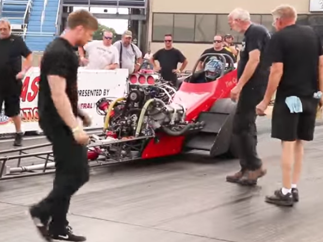 VIDEO: Front-Engine Dragster Nearly Loses It...TWICE!