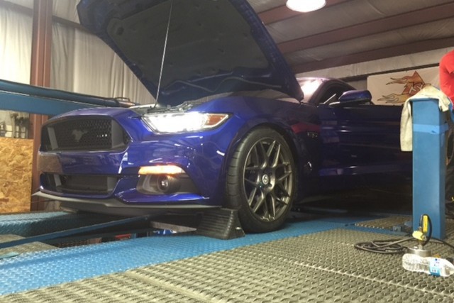 On Triangle Speed Shop's Mustang Dynamometer, Polaski's 2015 GT automatic made 728-rwhp and 741-rwq using E85, and SCT software.