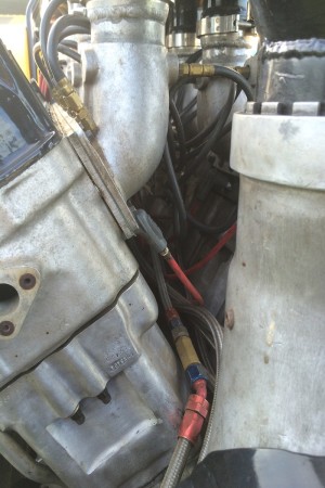 Note spark plug wire, and the multiple fuel injectors per cylinder.  