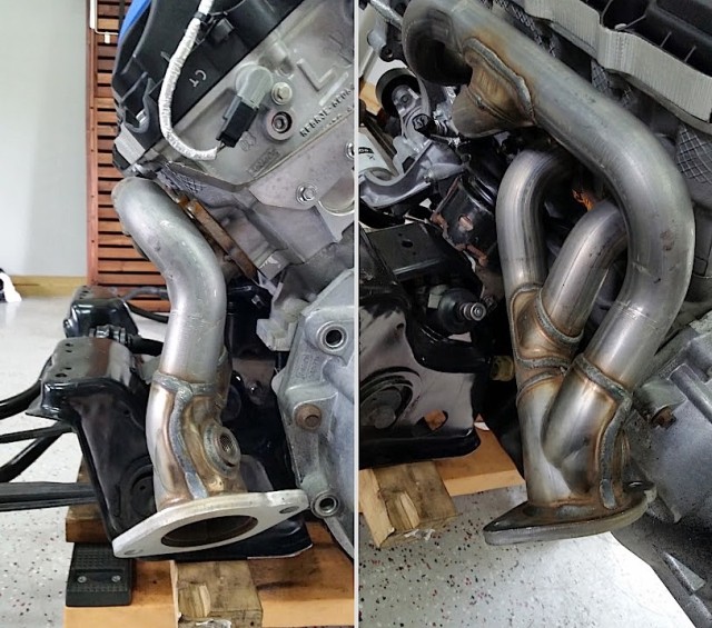 Comparison between the OEM Marauder headers and the new Coyote 5.0 headers.