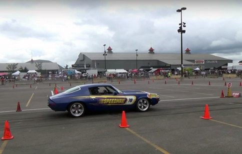 "Little Al" Navigates the Cones In A 1970 1/2 Camaro