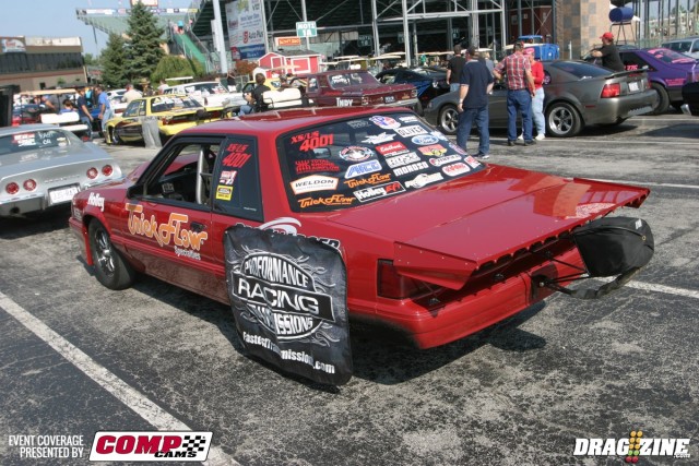 Edelbrock Extreme Street racer Dan Baumann is mathematically out of the championship hunt, but he is always exploring other class options within the NMCA and NMRA. Baumann has been chasing the right converter, and an 8.04 at 154 mph shows he may still be trying to find the right one for the car's combination.