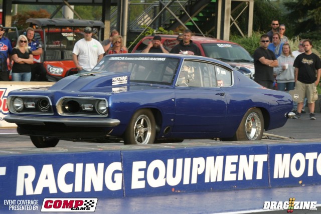 The much-publicized Barracuda of Bill Houghton sits fourth after round one of qualifying with a 4.40 at 183 mph.