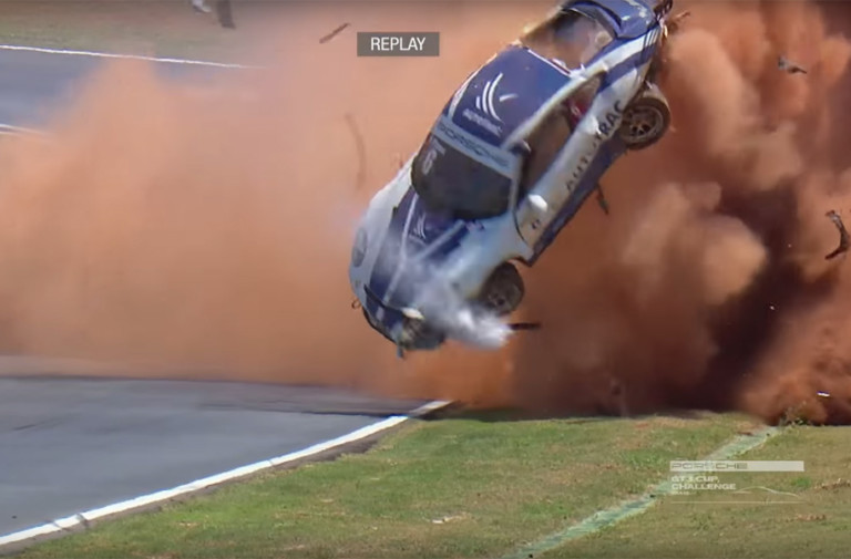 Brazil Porsche GT3 Cup Driver Pedro Piquet Crashes Hard In Goiânia