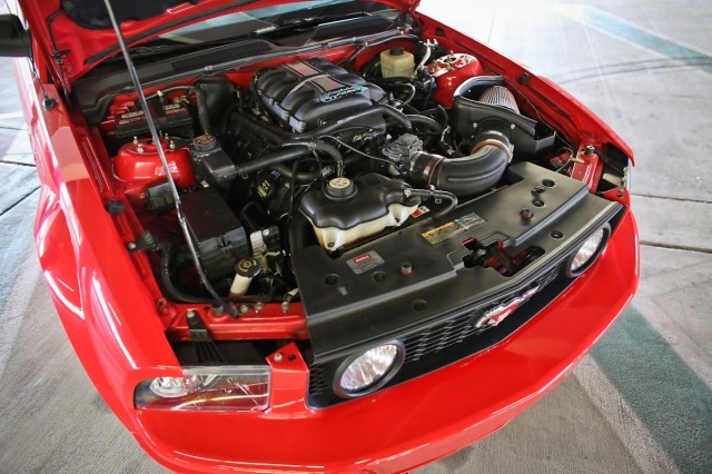 Coyote crate engine swapped into a 2008, a car that normally houses a 3-valve engine.