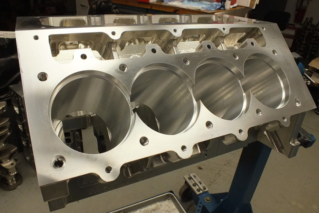 Dart's LS Next2 billet block is designed from the outset to withstand the rigors of serious competition. The bare block received a set of sleeves to accept the Diamond hard-anodized pistons.