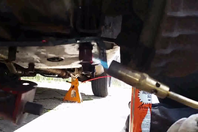 A little heat from a MAP gas torch will help loosen rusty nuts and bolts.