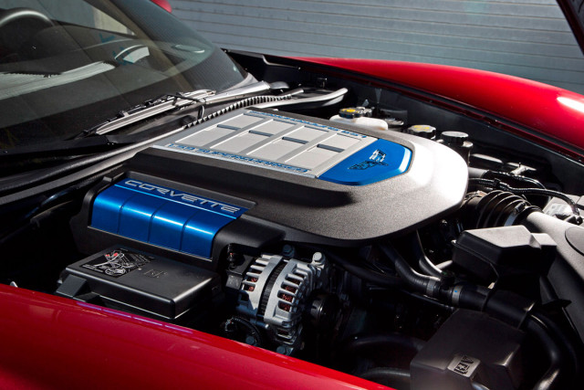 The engine as installed in Hank Manley's ZR1-- it appears stock from the outside, and is anything but stock on the inside.