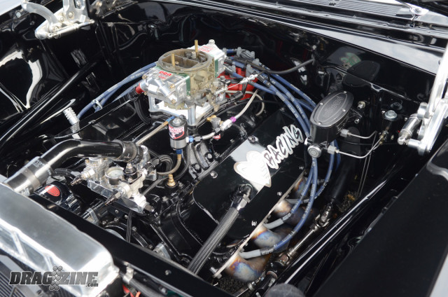 The 509 cubic inch big-block Chevrolet powerplant, built by AMS Automotive Machine. 