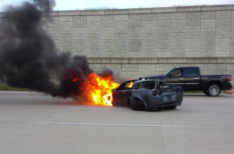 C6 Goes Down In Flames - Yet Another Street Race Ends In Disaster