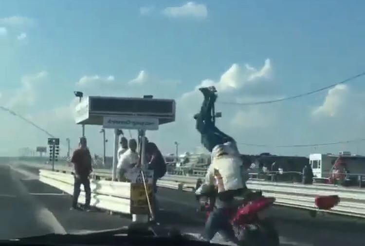 Video: Motorcycle Racer Loses Control And Plows A Bystander!