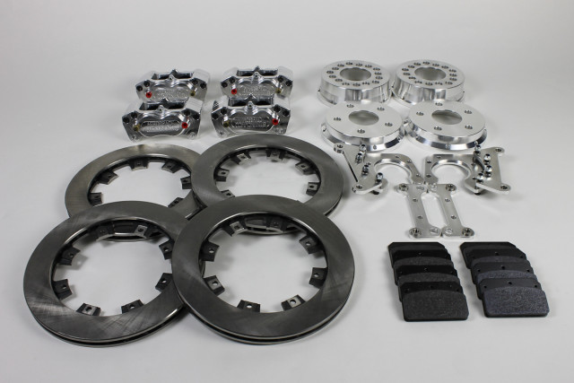 Our complete Aerospace Pro Street brake kit. Our setup features a front kit that's compatible with the stock 2010-14 Camaro spindle and hub. The rear, meanwhile, is a standard axle and housing flange setup.