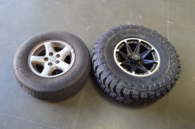 The new Fuel wheels and Toyo Open Country M/T tires are just a little different from the factory set. They measure five inches taller than the factory 28-inch tires. These tires will give the Cherokee the traction needed out on the trail.