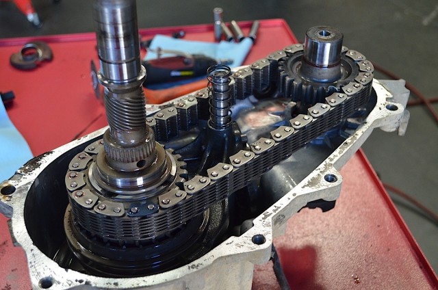 We did not want to use drop down transfer case brackets so we opted to install a SYE (slip yoke eliminator) kit. The kit meant that we had to tear into the transfer case.