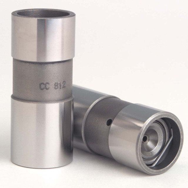 This is a typical Hydraulic flat-tappet lifter. It uses oil to cushion the pushrod and valvetrain. Hydraulic lifters use zero valve lash so they are low maintenance and operation is quiet.