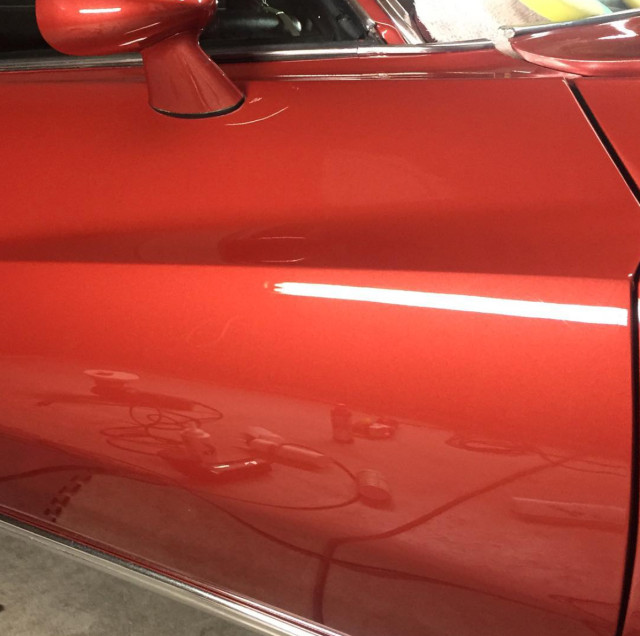 Not a single swirl or scratch remains when Richardson is finished, as evidenced by the door of this 1976 Chevrolet Monte Carlo.