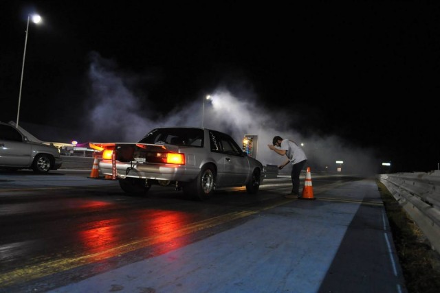 The Fox coupe's rear is mini-tubbed so Michael can run a Mickey Thompson 10.5W, or 275 Pro. Wheels are Holeshot, with 15x12 out back, and 15x4 up front. "My chassis guys are Matt Ryan and Daryl Waldrup. They built the coupe's funny car-style cage," Michael says. Out of all this, Michael started his own shop, MJB Performance, and he plans to race at Lights Out 7 at SGMP February 18th-21st. “My wife Blaine goes with me everywhere,” Michael says. Commando Racing helps out Michael, as well.