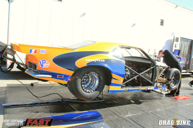 Taylor Lastor is still awaiting his new car so Reggie Richard was kind enough to loan this one out which was formerly campaigned by Shannon Jenkins. The team is still finishing up the car with Lastor making a short shakedown pass Wednesday night. The engine is the newest design from TRE sporting 925 cubic inches.