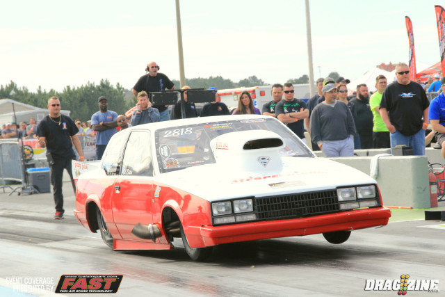 Al Dito advanced to round two with a career best 2.96, 4.52 at 159.5 MPH running a 588 conventional head big Chevy with single stage progressive, Induction Solutions/Kenny Lafferty Cold Nitrous, ATF Transmissions combo and is also tuned by Trimaldi. Scott Rigg is the between round maintenance guy with Jim Thompson handling crew chief duties and cooking. Dito is running a new ATF converter this weekend with good results and low slip through the lights.