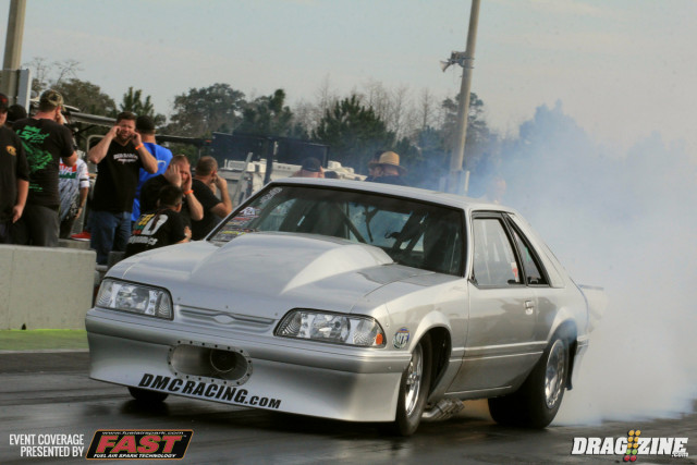 Don Burton is here this weekend with his twin Procharged monster Mustang. He put up a personal best 4.259 at 175 in a Pro 275 round two match with Eric Gustafson earning a spot in round three vs Steve Drummond but was not able to make the call.