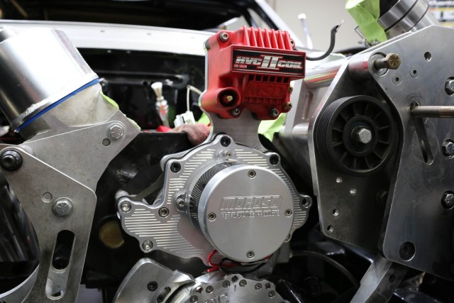 Although it’s application dependent, Moroso says its electric water pumps flow a constant of about 36 gallons per minute with all of the accessories in place. Schroeder pointed out that this flow rating is a “real world” specification with the pump installed on the engine along with a radiator installed, rather than a “best-case-scenario” rating you might find elsewhere that does not illustrate what you will see in practice.