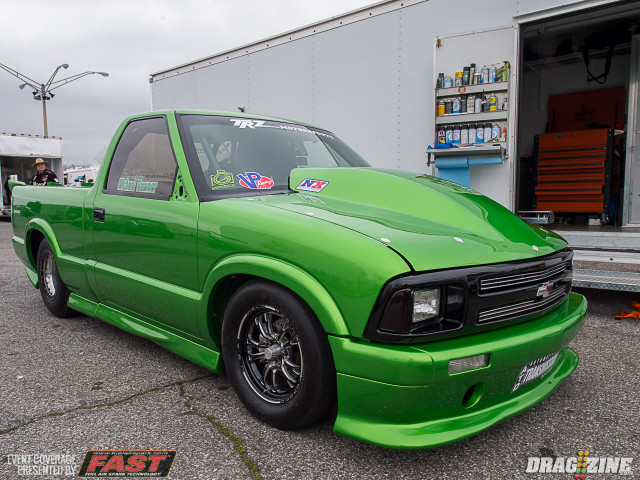 Michael Roemer is running both X275 and Ultra Street this weekend in his beautiful S10. Roemer is running a new Bennett-built powerplant and spent the winter looking for weight to pull from his "Flying Pickle" pickup. The Illinois-based team is looking to find the right converter to work with their changes, which should put the truck right in the mix in Ultra Street.