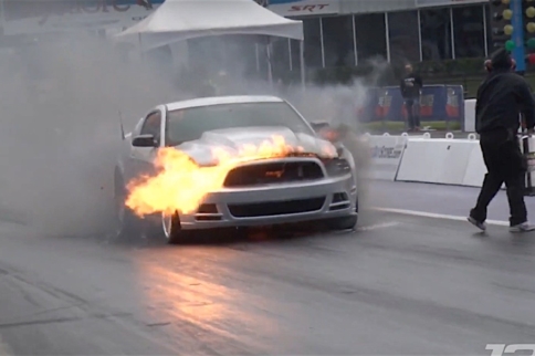 Video: Mustang Erupts Into Flames On The Track At TX2K16
