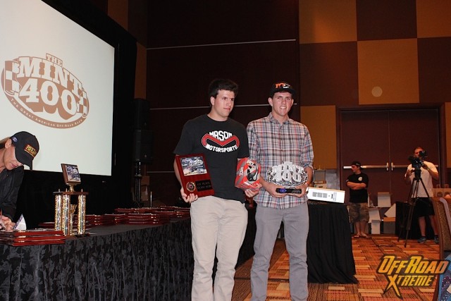 Brett receiving his first place trophy for winning the 6100 class in last year's Mint 400.