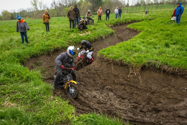 The Tuff Mudder course for mini-bikes was wetter than normal.
