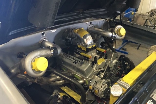 That is a Patterson Racing 401-inch small block with a pair of Precision turbochargers on each side. Behind the 401 is a Turbo 400 transmission with a Reid case and a Gear Vendors overdrive unit. Yes, Jesse and Randy plan on the truck seeing plenty of street duty.
