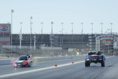 Video: Off-Road Trophy Truck VS On-Road Nitro Funny Car!