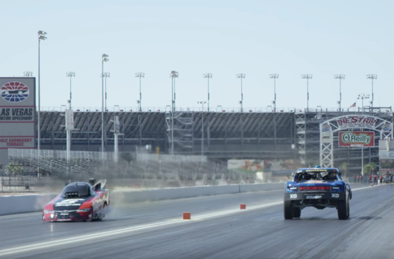 Video: Off-Road Trophy Truck VS On-Road Nitro Funny Car!