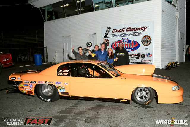 Mike Gerber and Steve Dooley faced off in the Top Sportsman final. Gerber put up a 4.480 on a 4.44 dial while Dooley's 5.947 was just under his dial ending his day in the Final.
