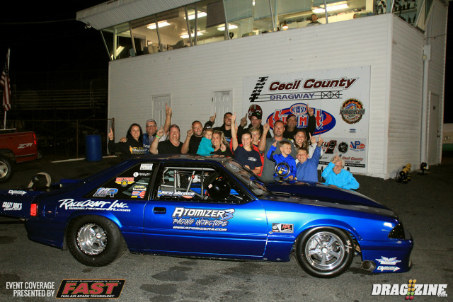 The X275 final would be a familiar exorcise with a match between Rich Bruder and Ron Rhodes. Bruder would be dead late with a .223 reaction time. Rhodes would card a .025 but strike the tires at the hit while Bruder went down the track with a 4.440 at 162 MPH earning the class win.