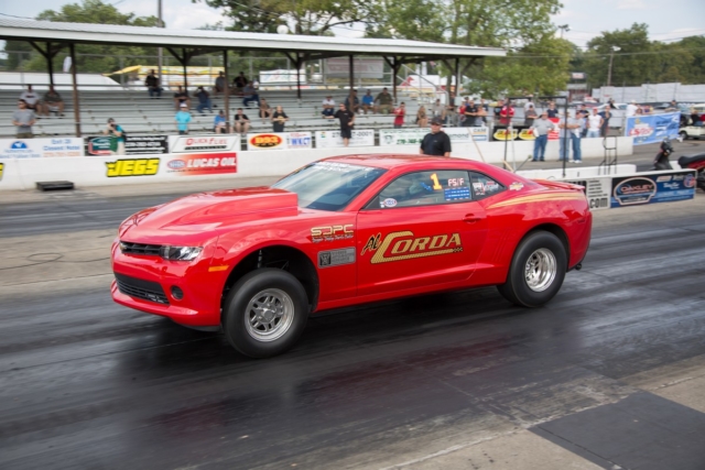 After two rounds of COPO Shootout qualifying the ageless wonder Al Corda made the biggest move in the class. Corda was second to last in the first session, but then ripped off a killer 10.07 pass in the second qualifier to run 1.193 under his 11.20 index to go number one.