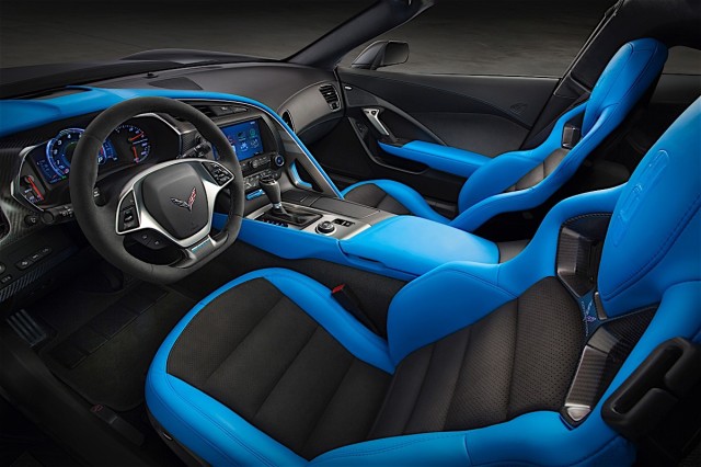 The new 2017 Chevrolet Corvette Grand Sport combines a lightweight architecture, a track-honed aerodynamics package, Michelin tires and a naturally aspirated engine to deliver exceptional performance. Inside, the Grand Sport Collector Edition features a unique Tension Blue full leather and suede-wrapped interior, a three-dimensional representation of an original Grand Sport race car is embossed in the headrests and that shape is also used on an instrument panel plaque that carries a unique build sequence number.