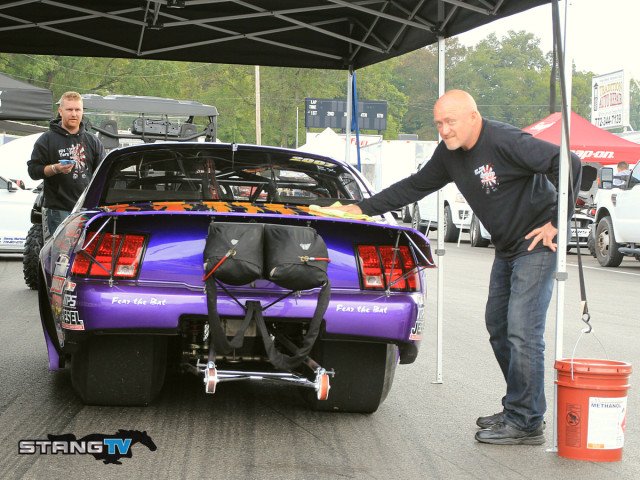 Wild Bill Devine will be here making exhibition runs in his Outlaw 10.5 Mustang this weekend. The car is a Twin Turbo set up from Bullseye Turbo and uses a manual transmission running low four second runs to the eighth mile. So far he hasn't received any call outs for grudge night but here's to hoping.
