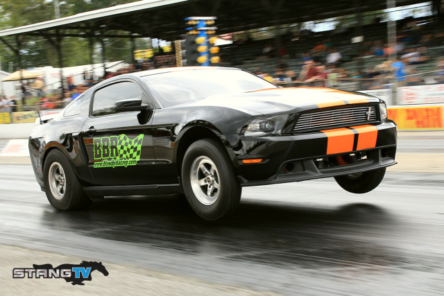 Bret Stabler put the Henchman Racing Turbo Coyote Shootout BBR GT500 in the 4's today with a 4.955 at 146.89 earning his second 4.9 pass this weekend.