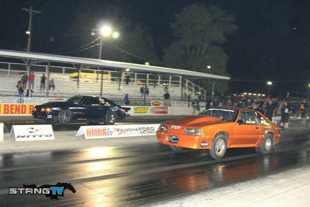 Edlebrock Renegade had some great racing today with a fourteen car field and Adam Arndt as top number two qualifier behind Aaron Bates. Both entries were consistent all day in eliminations though Bates would have lane choice in the final round with a 7.94. Arndt would leave first with an .054 reaction time. Bates scored a .099 and that was enough with his ET advantage to score the win with a 7.447 at 179 to Arndt's 7.519 at 184.04.