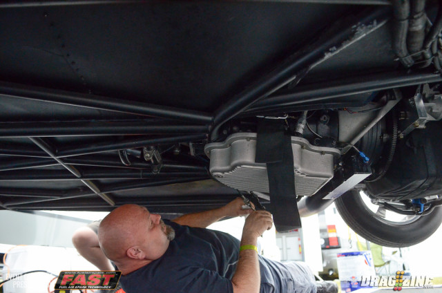 Mike Hupp is still the No. 1 qualifier in Outlaw Drag Radial with his 4.20 from last night, but his weekend was put in some jeopardy when he broke a transmission on today's second round. Hupp and crew were still pulling the transmission to assess the damage at press time.
