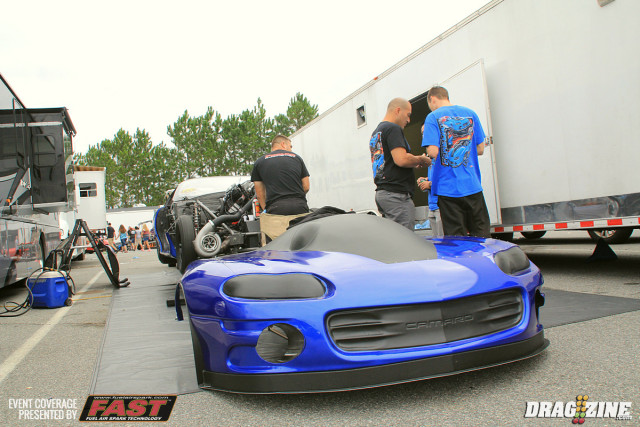 Stephen Fereday ran a personal best 3.92 and fighting some ignition gremlins. They will be looking for 3.80's once the ignition issues are straightened out in the LMR Camaro. They run a 572 ci PLR 481X, an AMS 2000 boost controller, M&M Trans and Pro Torque converter. The car is owned by Fereday and Dave Lewis.