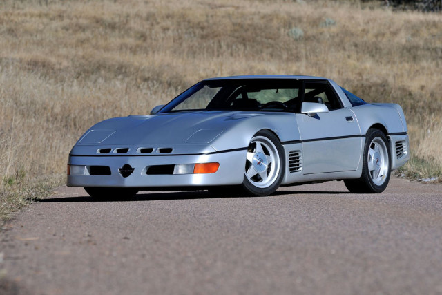 Even a cursory glance at the Callaway Sledgehammer Corvette made it clear that this was no typical Corvette, due in large part to the significantly more aggressive Aerobody bodywork package provided by Deutschman Design, along with the hunkered down stance from the suspension work that was done. Image: Mecum