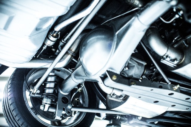 Total Cost Involved’s 1964.5-1970 Ford Mustang Torque Arm Rear Suspension plants the power delivered to the Currie 9-inch rearend.