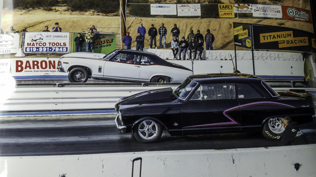 This isn't the race that blew out the drivetrain, but it looks cool when his Nova jumps off the starting line!