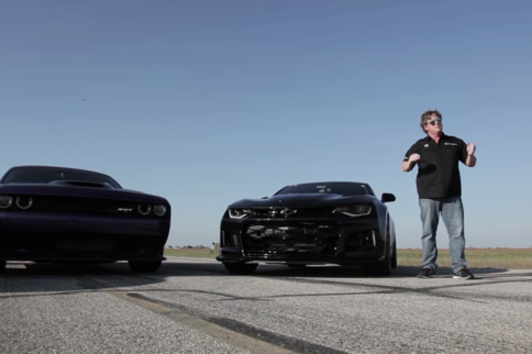 Stock 2017 Camaro ZL1 And Challenger Hellcat Go Toe-To-Toe