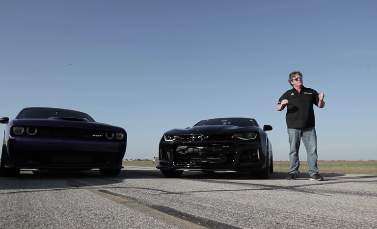 Stock 2017 Camaro ZL1 And Challenger Hellcat Go Toe-To-Toe