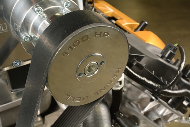When you make this much power you can boast a little on the blower-drive pulley. All of the 4.2-liter Kenne Bell kits come with this pulley, which like all KB pulleys, is easy to change should different boost be desired at the track and street.