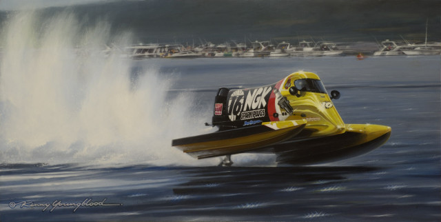 An acrylic on canvas art piece entitled "Hang On Tim!"