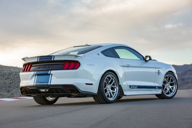 The Super Snake’s unique rear valance frames a Borla cat-back exhaust.