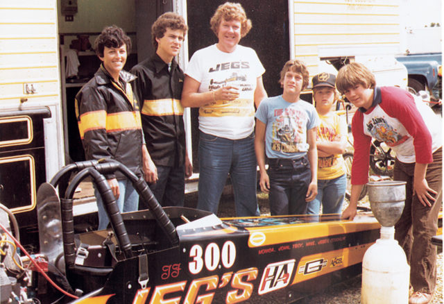 Jeg Coughlin, Sr. with this four sons during his years of competing in Top Fuel.